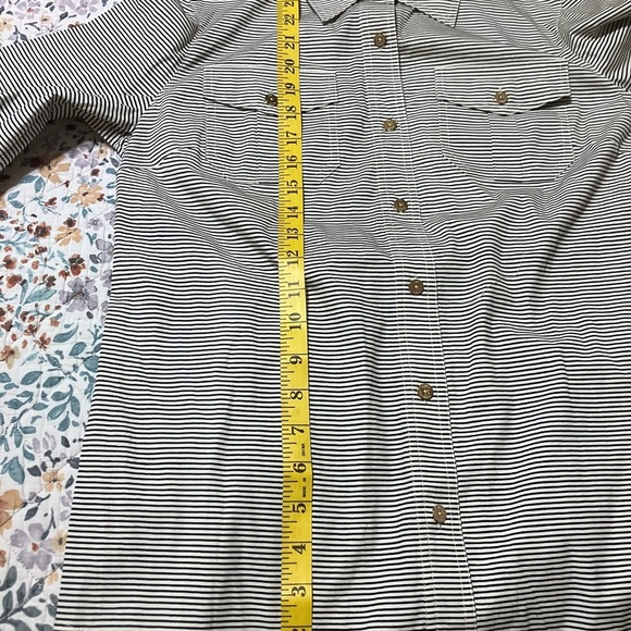 Tory Burch Black and White Striped Bridget Button Down Shirt - Picture 4 of 8